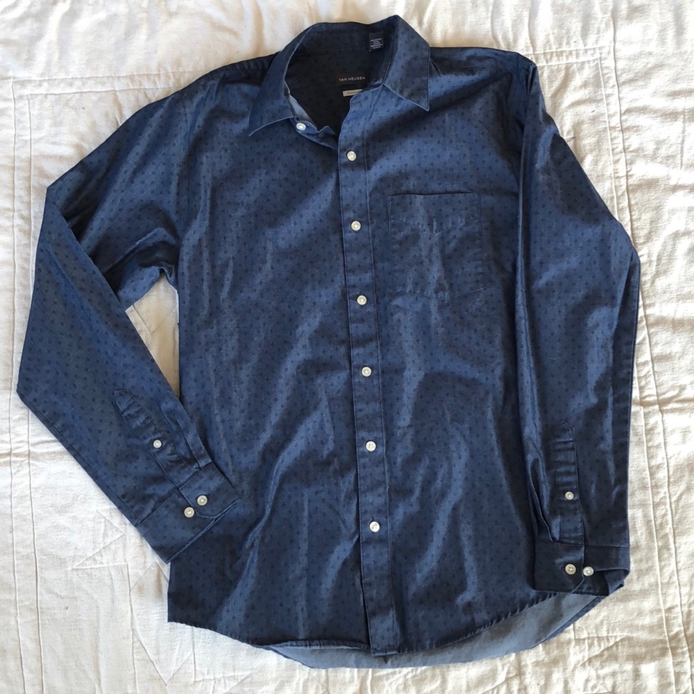Denim patterned button up